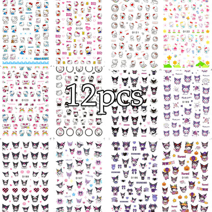 12sheet Cartoon Stitch Angel Nail Stickers Set Multiple Action Kawaii Stitch Nail Art Decals Adhesive Kids Manicure Decorations