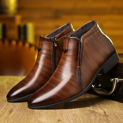 High Quality Retro Men Ankle Boots Luxury High-top Men Leather Shoes