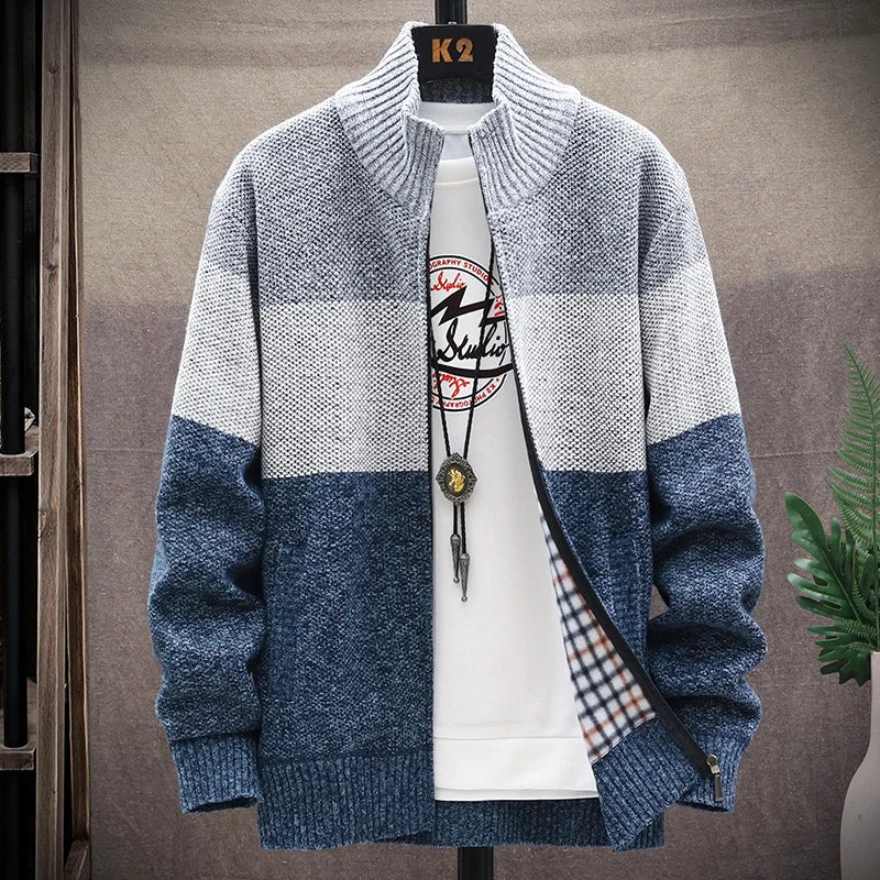 2025 Autumn Winter Cardigan Sweater Men Fleece