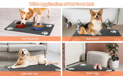 Pet Feeding Mat-Absorbent Pet Placemat for Food and Water Bowl,