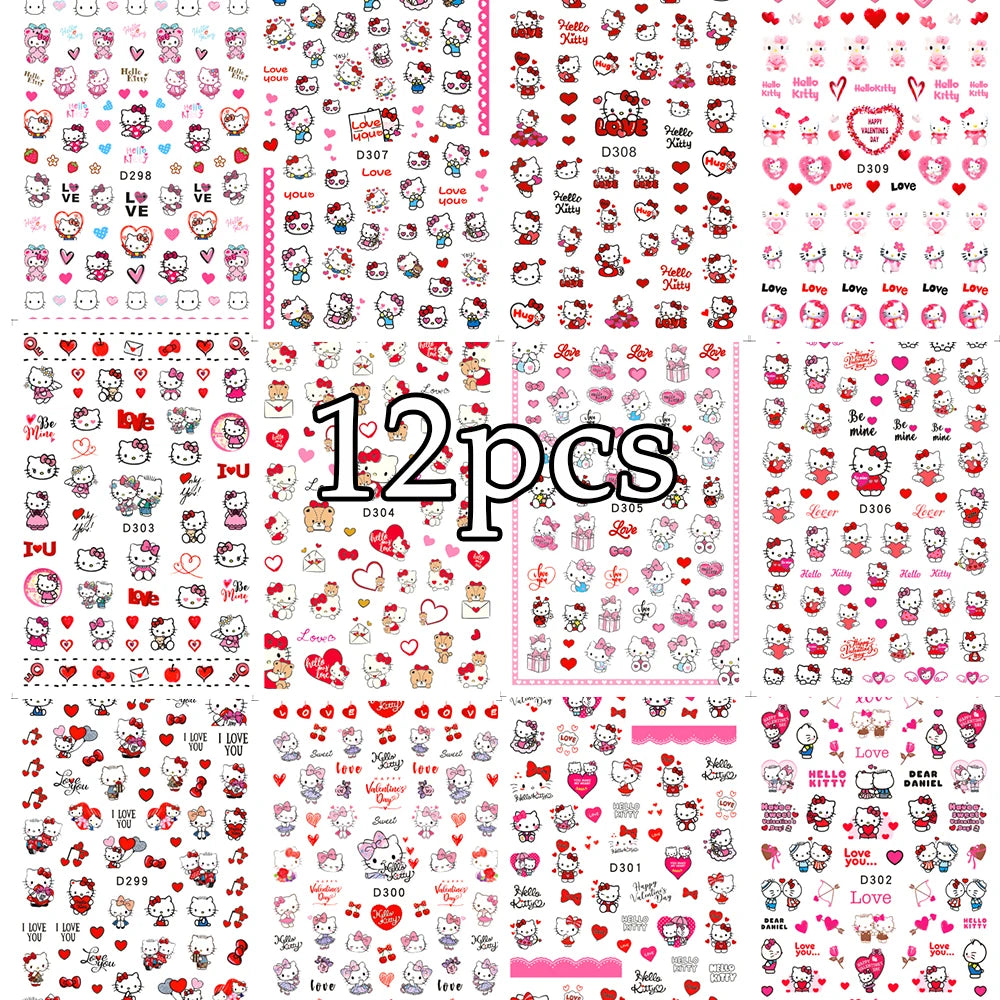 12sheet Cartoon Stitch Angel Nail Stickers Set Multiple Action Kawaii Stitch Nail Art Decals Adhesive Kids Manicure Decorations