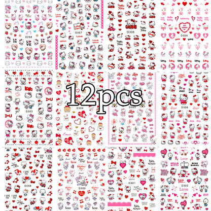 12sheet Cartoon Stitch Angel Nail Stickers Set Multiple Action Kawaii Stitch Nail Art Decals Adhesive Kids Manicure Decorations