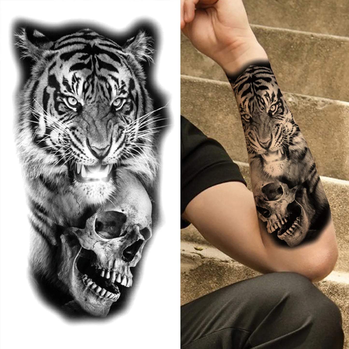 Full Arm Temporary Tattoos Sleeve For Men Women Realistic Fake Tatoos Warrior Lion Tiger Flower Tatoo Sticker Black Totem Maori