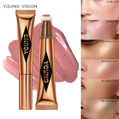 YOUNG VISION air cushion, powder blusher, high gloss stick, makeup liquid, rouge, 6 colors optional