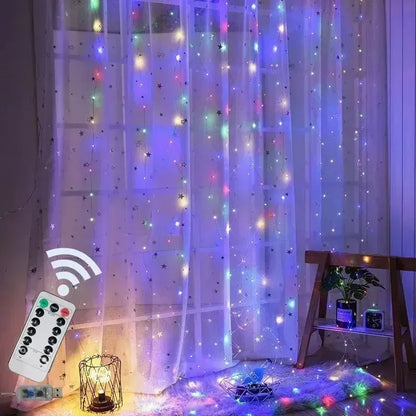 USB Curtain LED String Lights 3/4/6M Remote