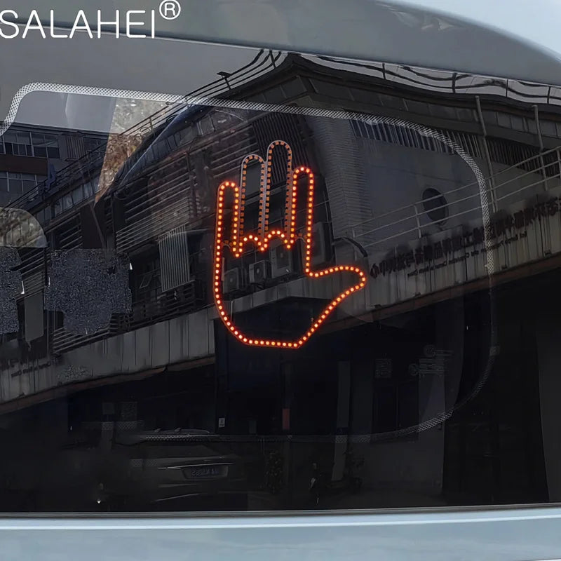 Hand Gesture Light for Car,New Finger Light Led Car Back Window Sign