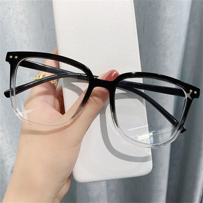 Large Square Frame Anti-Blue Light Glasses Fashion Retro Men Women Computer Gaming Eye Protection Classic Plain Glass Spectacles