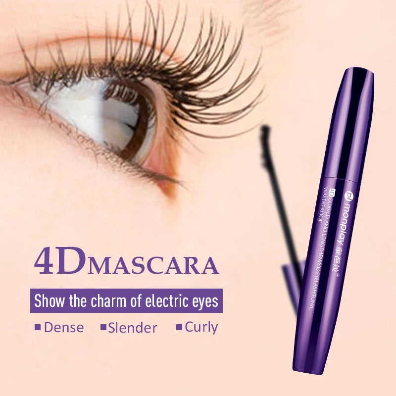 1PCS  4D  Fiber Mascara Waterproof Mascara for eyelash Extension Black Thick Eyelash curler makeup