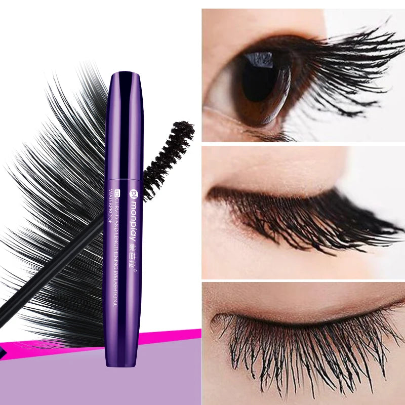 1PCS  4D  Fiber Mascara Waterproof Mascara for eyelash Extension Black Thick Eyelash curler makeup