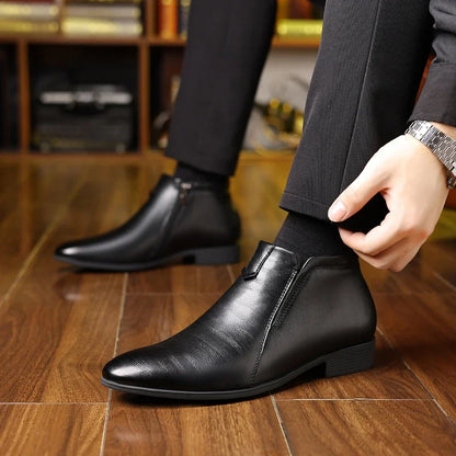 High Quality Retro Men Ankle Boots Luxury High-top Men Leather Shoes