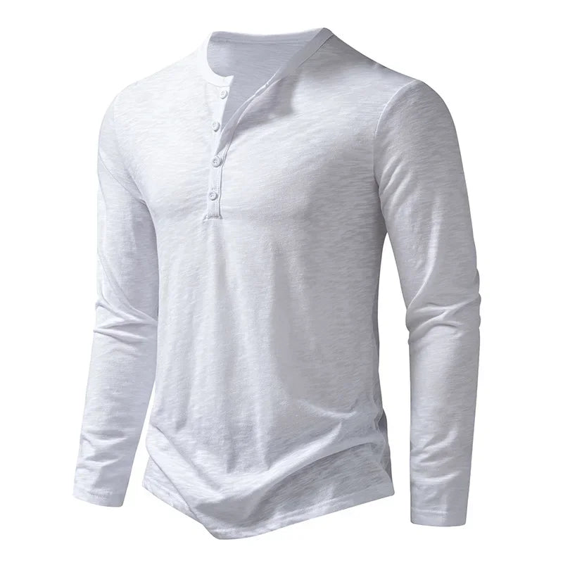 Autumn New Men's Cotton Button Long Sleeve