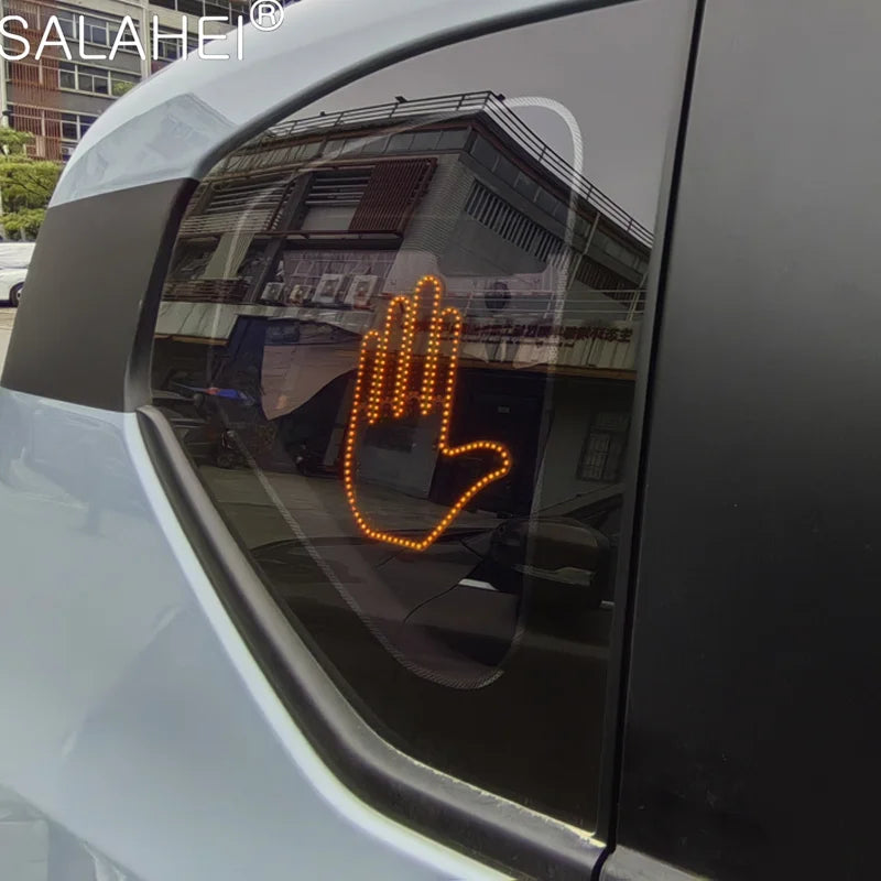 Hand Gesture Light for Car,New Finger Light Led Car Back Window Sign