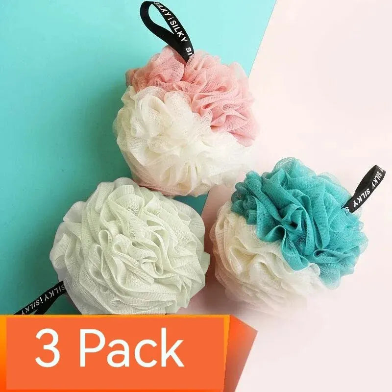 3 PCS Large Bath Balls Color Blocking PE Bath Flower Soft Scrubbing Bubble Net Two Color Bath Flower