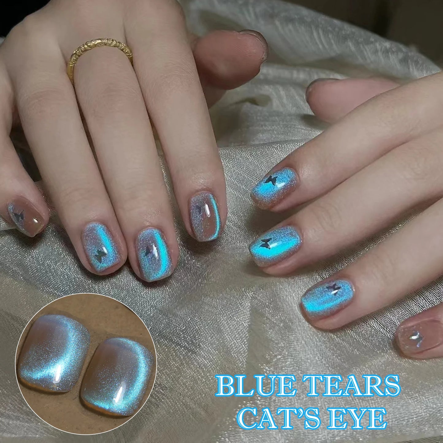 Aurora Blue Tears Cat Eye Magnetic Gel Nail Polish Sparkling Shimmer Fairy Crystal Magnetic Gel Nail Polish for DIY Charm Nails