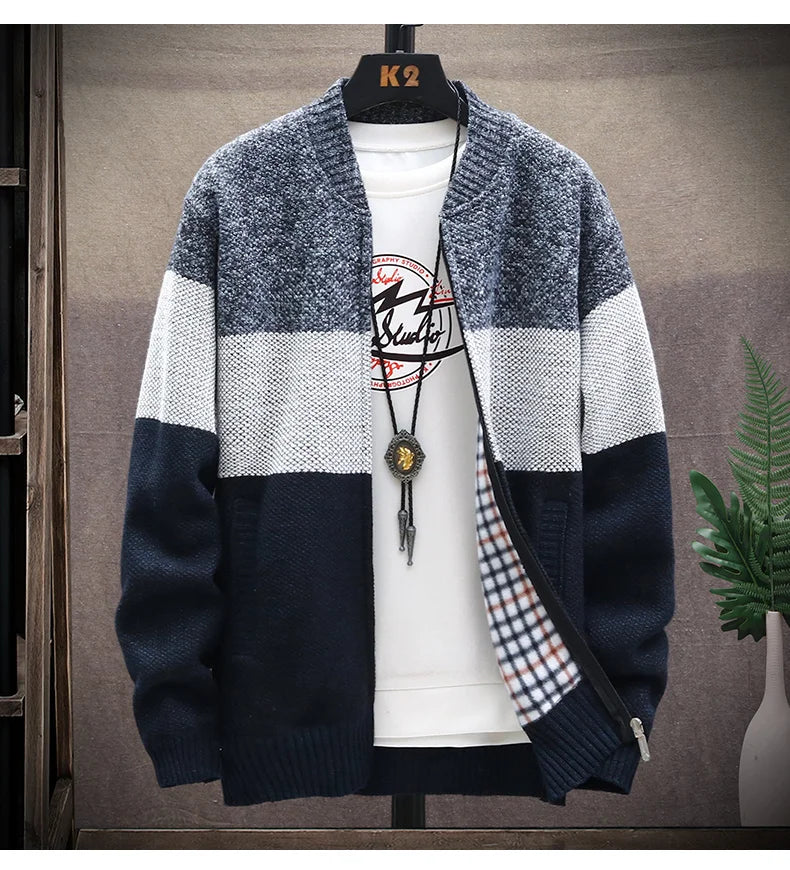 2025 Autumn Winter Cardigan Sweater Men Fleece