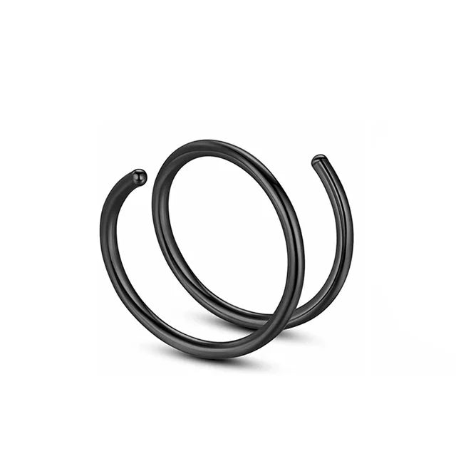 1cs Stainless Steel Double Nose Ring Spiral Nose