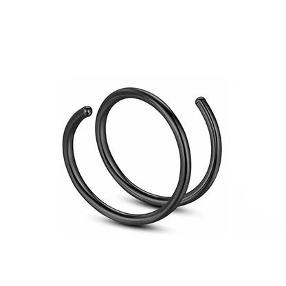 1cs Stainless Steel Double Nose Ring Spiral Nose