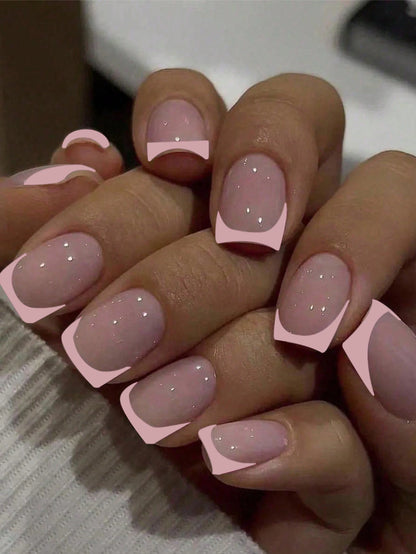 ARTAUG 24PCS Press On Nails Short Almond Wine Red High Saturation Fake Press On Nails  Korean Press On Nails Valentine'S Day