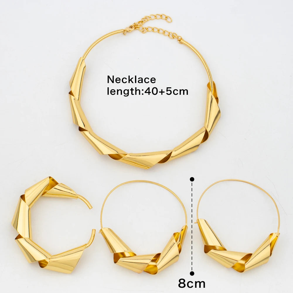 Luxury Gold Plated Dubai Jewelry Set For Women