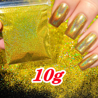 Laser Holographic Rainbow Nail Glitter 0.2MM Sparkly Nails Glitter Powder 10G/5G Dazzling Glitter Dust DIY Nail Art Decoration