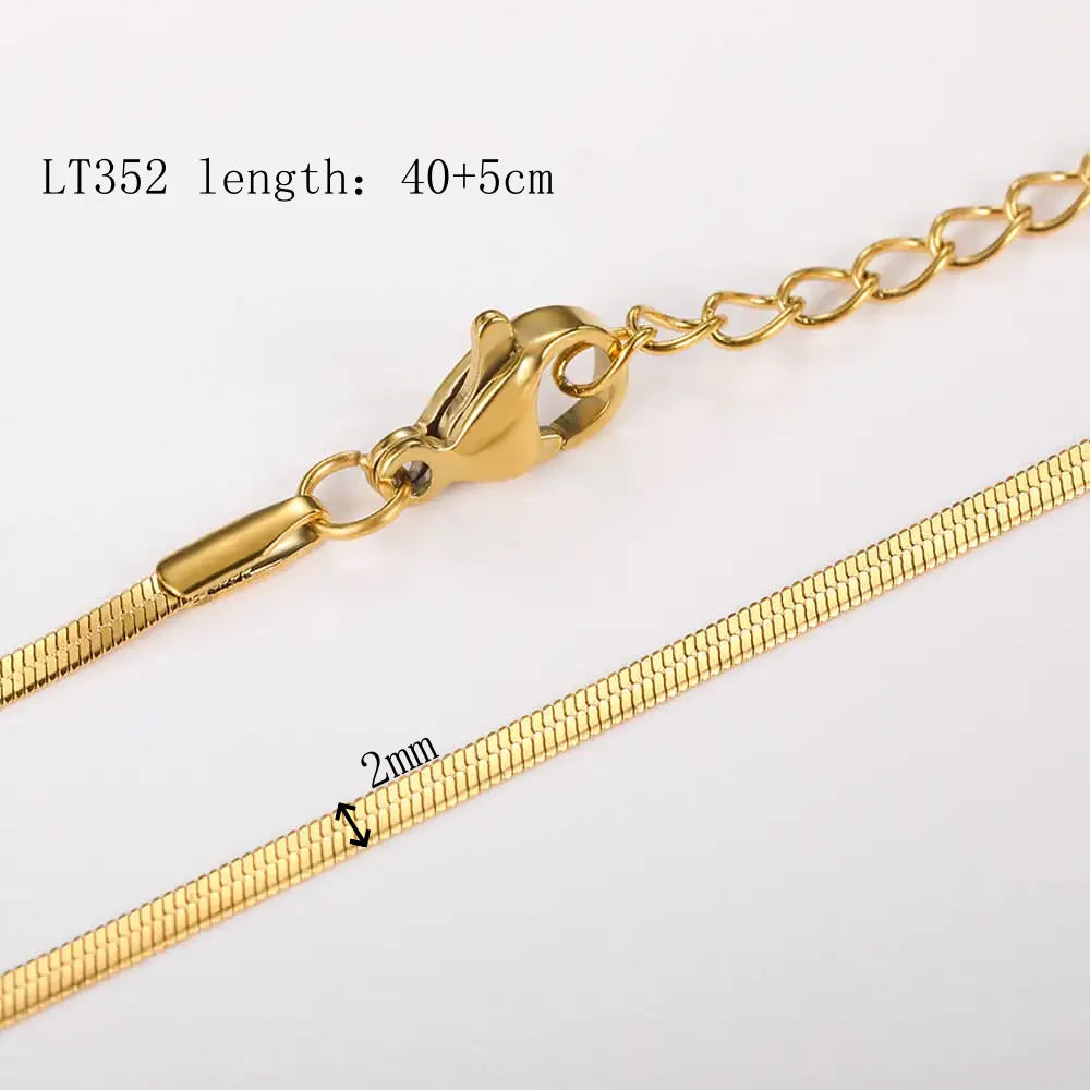 10Pcs/Lot 45cm Stainless Steel Gold Color Chains Necklace For Women