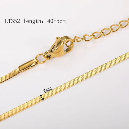 10Pcs/Lot 45cm Stainless Steel Gold Color Chains Necklace For Women