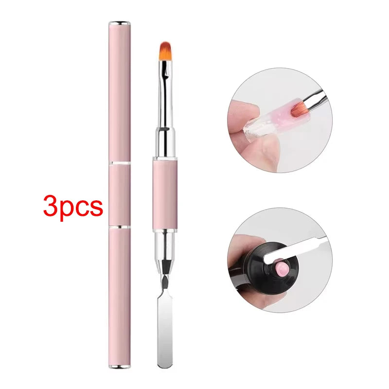 New Gel Brush & Picker 2 in 1 Design Nail Brush and Spatula Gel Nail Brush Tool for Acrylic Nails Extension Gel
