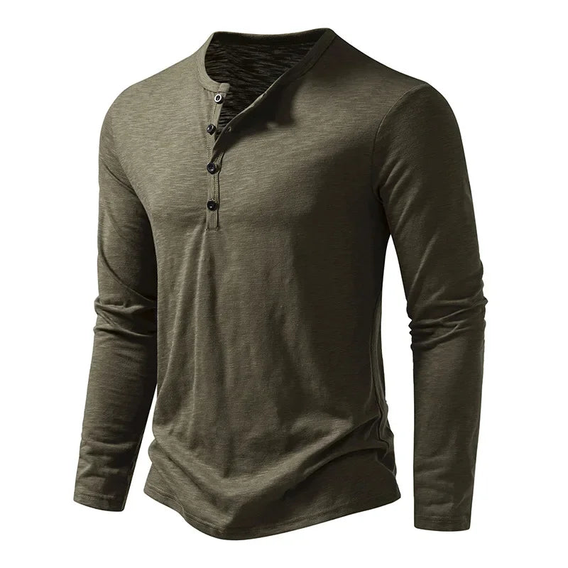 Autumn New Men's Cotton Button Long Sleeve