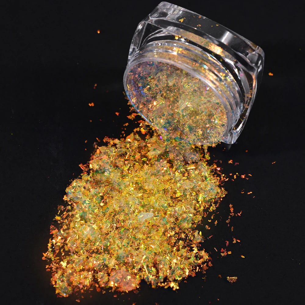 1Jar Metallic Mirror Chrome Nail Powder Holographic Laser Silvery Golden Nail Rubbing Glitter Pigment UV Gel Polish Mirror Powde