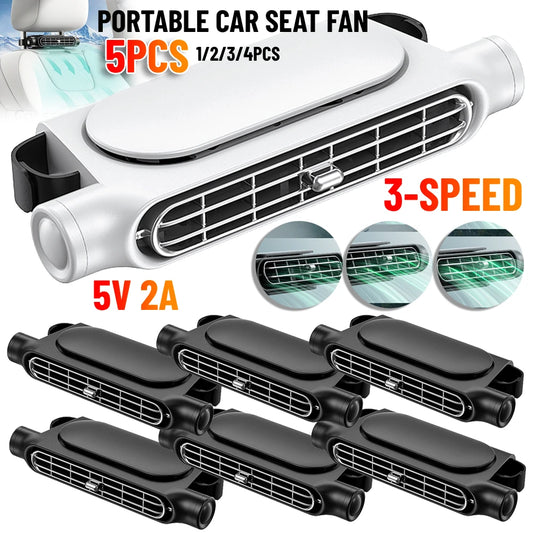 1-5PCS Car Headrest Cooling Air Fan 3 Speeds Adjustable Car Interior Rear Headrest Fan Cooler Air Cooling Fan Car Accessories