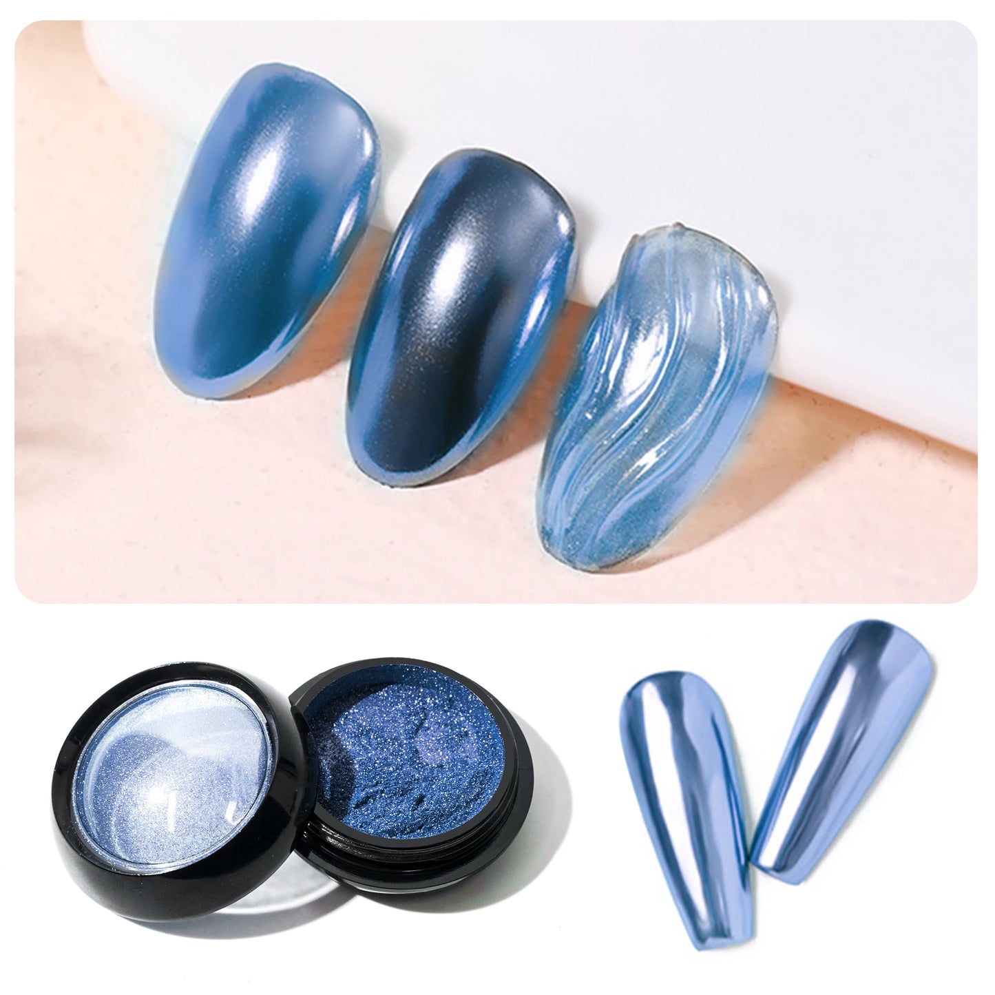 1pcs Nail Glitter Metallic Rubbing Dust Gel Polish Pigment Shinning Metal Manicure Decor Magic Mirror Powder Gold Silver Chrome