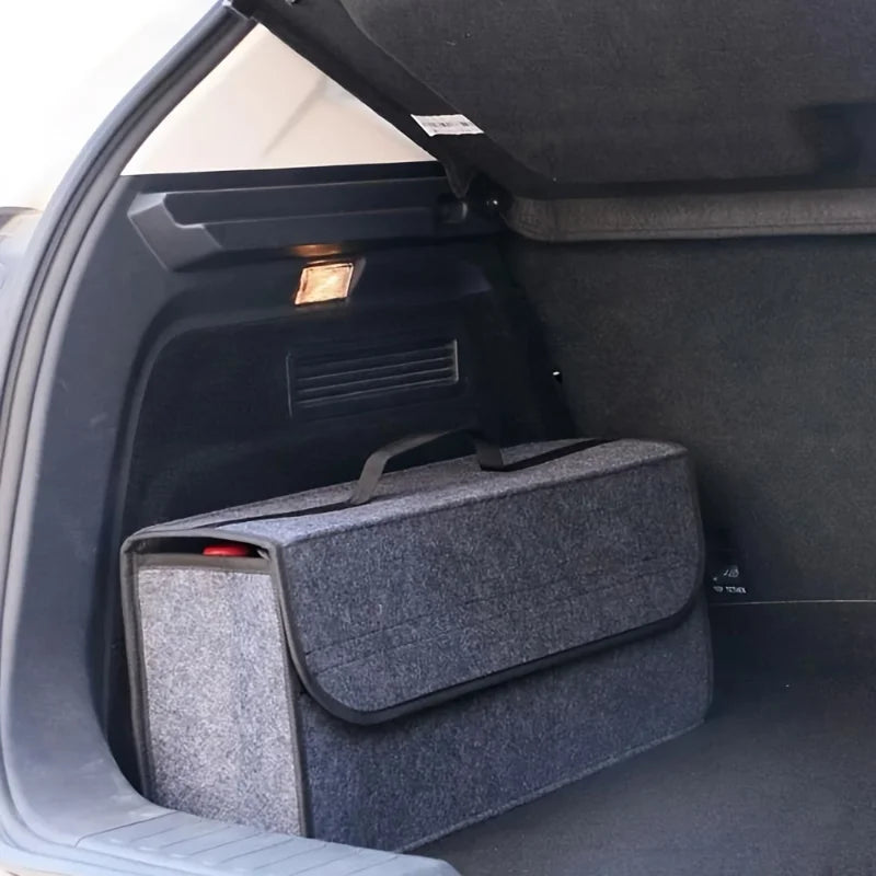 Gray Anti Slip Compartment Boot Storage Organizer Tool Car Storage Bag Car Trunk Organizer Soft Felt Storage Box