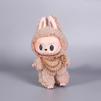 Luxury Tidal Current Labubu Black Hip Hop Mask Knitted Hat Accessories 3-Layer Big Gold Chain Street Fashion Doll Ornaments