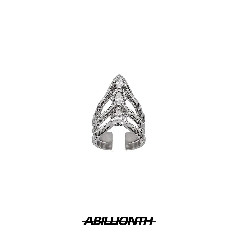 Punk Metal Nail Cover Bone Ring Gothic Rock Machinery Manicure Fingertip Ring Multilayer Finger Rings Cosplay Jewelry Set Gift