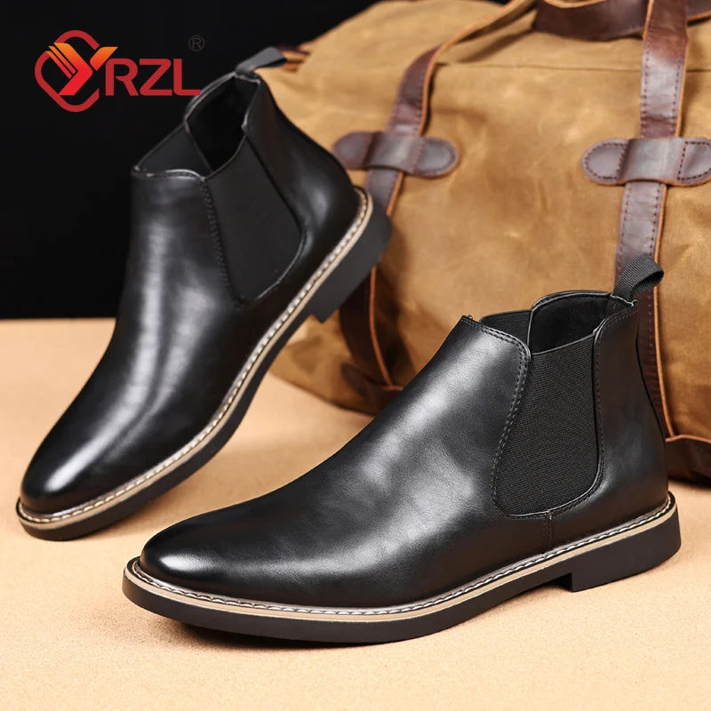 Men Chelsea Boots Brand Retro Comfortable PU Leather