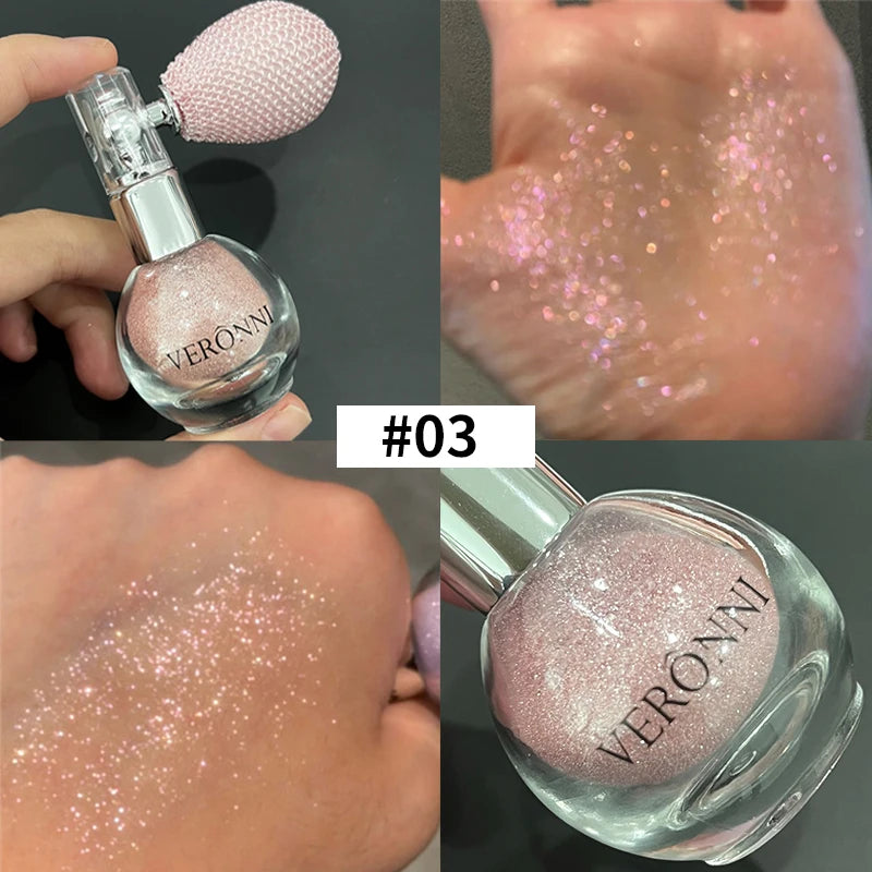 Diamond Highlighter Powder Spray Waterproof High Gloss Glitter Body Bronzer Highlight Powder Face Contour Illuminator Makeup