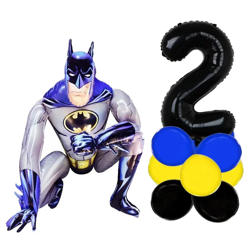 3D Batman Number Aluminum Foil Balloons Set Batman Spiderman Birthday Party Deco