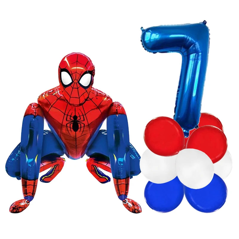 3D Batman Number Aluminum Foil Balloons Set Batman Spiderman Birthday Party Deco