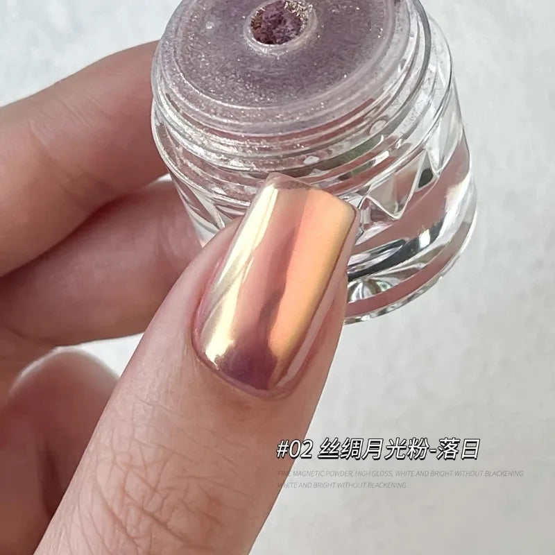 1Jar Metallic Mirror Chrome Nail Powder Holographic Laser Silvery Golden Nail Rubbing Glitter Pigment UV Gel Polish Mirror Powde