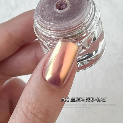 1Jar Metallic Mirror Chrome Nail Powder Holographic Laser Silvery Golden Nail Rubbing Glitter Pigment UV Gel Polish Mirror Powde
