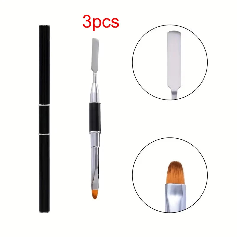 New Gel Brush & Picker 2 in 1 Design Nail Brush and Spatula Gel Nail Brush Tool for Acrylic Nails Extension Gel
