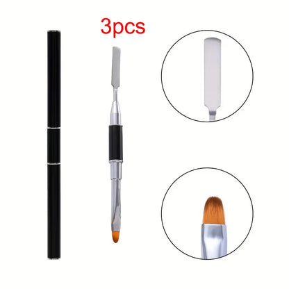 New Gel Brush & Picker 2 in 1 Design Nail Brush and Spatula Gel Nail Brush Tool for Acrylic Nails Extension Gel