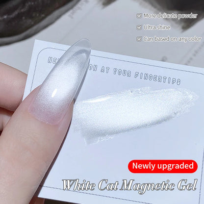 BORN PRETTY 10ml Flow Light White Cat Magnetic Gel Nail Polish Ultra Shine Soak Off UV Gel Mirror Glass Cat Magnet Gel Varnish