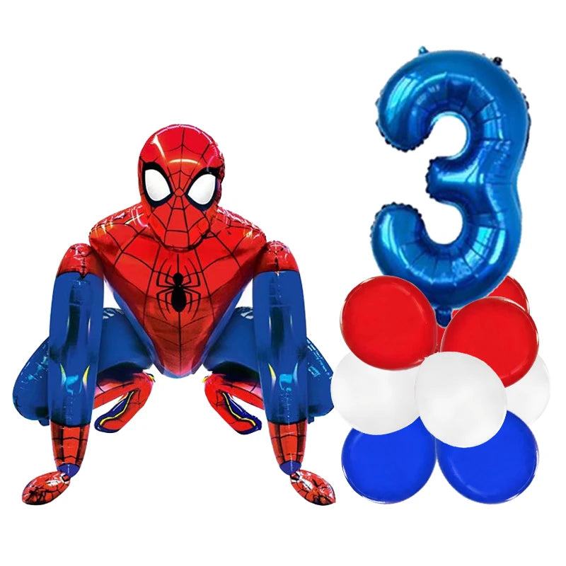 3D Batman Number Aluminum Foil Balloons Set Batman Spiderman Birthday Party Deco