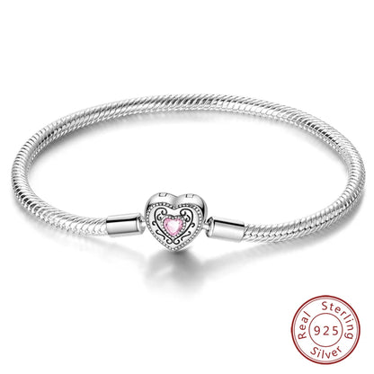 Bracelet Silver 925 Original 17-20CM Star Moon Sun Four Leaf Clover Green Zircon Bracelets Fit DIY Charms Birthday Jewelry Gifts