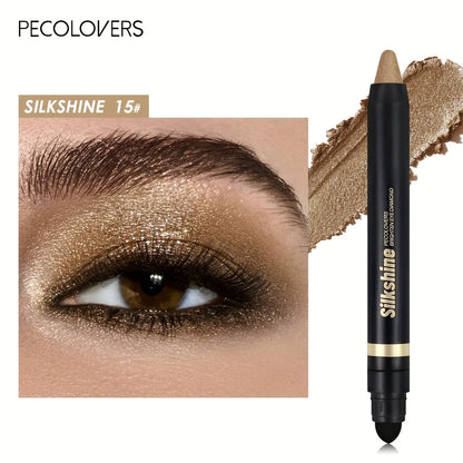 PECOLOVERS Champagne Brown Metallic Eyeshadow Stick - Waterproof, Long-Lasting Glitter Highlighter & Brightening Pencil Crayon