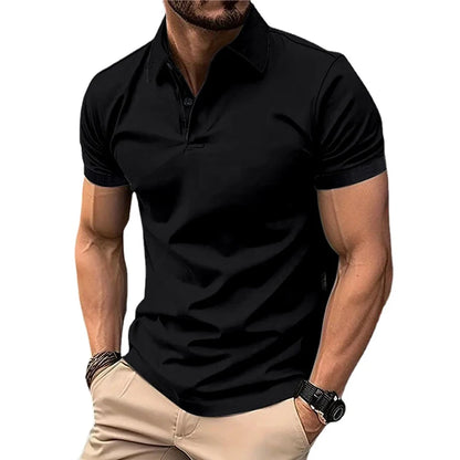 Summer Men's Solid Color Polo Shirt Short Sleeve