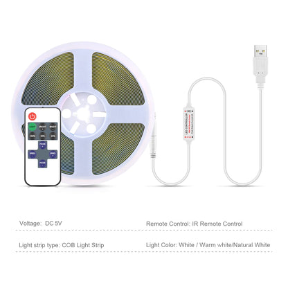 5V COB LED Strip High Density RA90