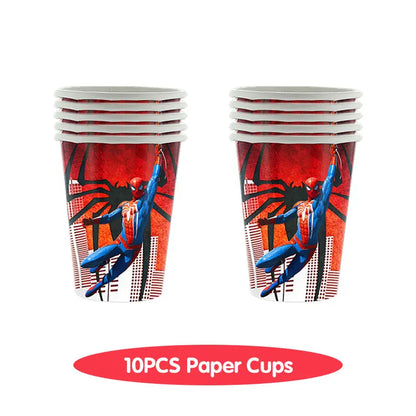 Spiderman Birthday Decoration Tablecloth Paper Cups Plates Backdrop