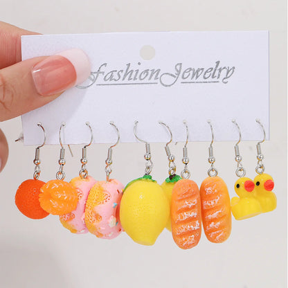 Fashion Sweet Fruit Drink Earrings Set for Women